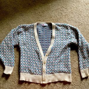 Vintage, Isle of Cotton, blue pink cream sweater knit